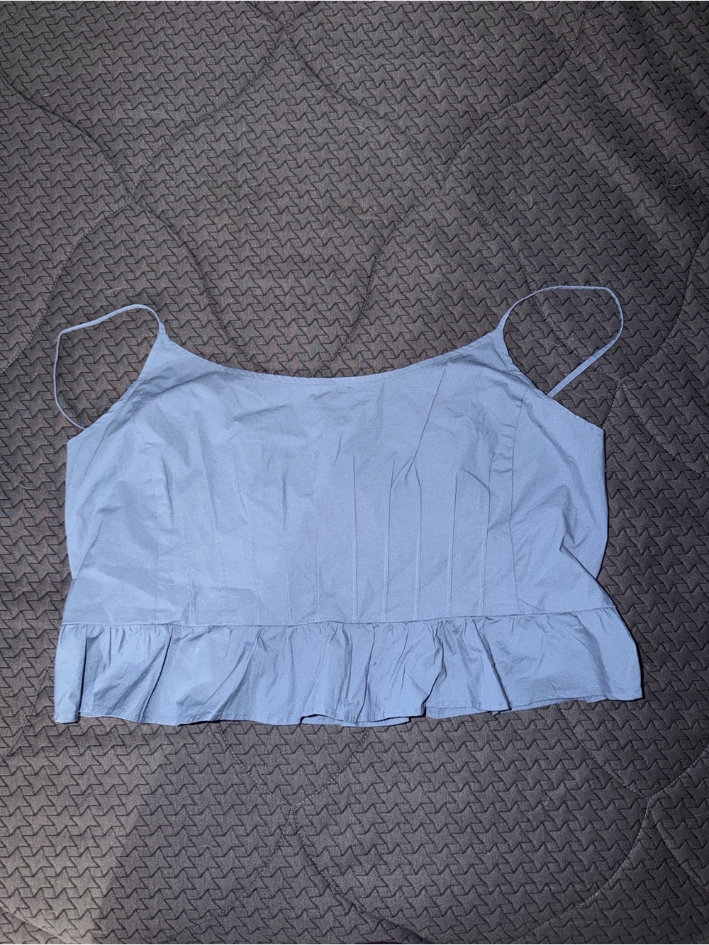 American Eagle Outfitters Pale Blue Ruffle Hem Tank Top